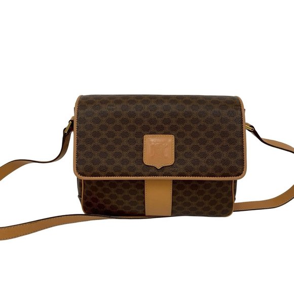 CELINE Vintage Brown Leather Shoulder Bag - Picture 1 of 10